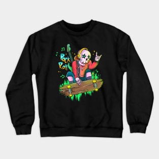 Rock On Skeleton Skateboarding Crewneck Sweatshirt